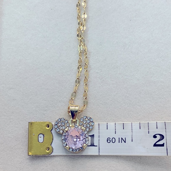 Disney Minnie Mouse Gold Tone October Birthstone CZ Necklace - Picture 4 of 5